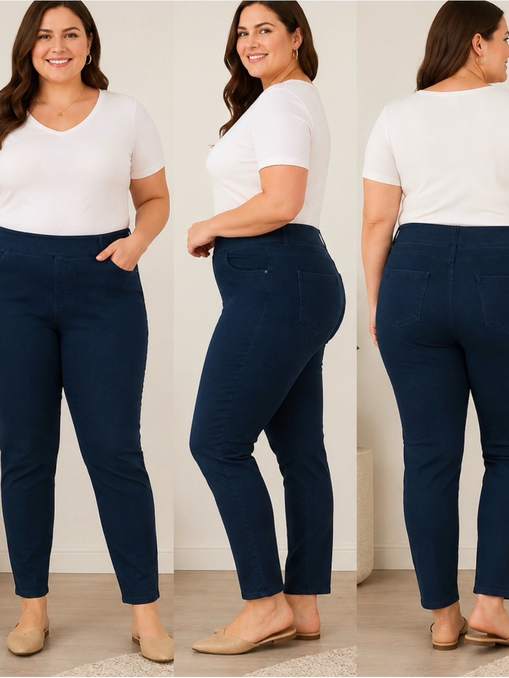 HALARA Navy Ankle Slim Leg Jeans